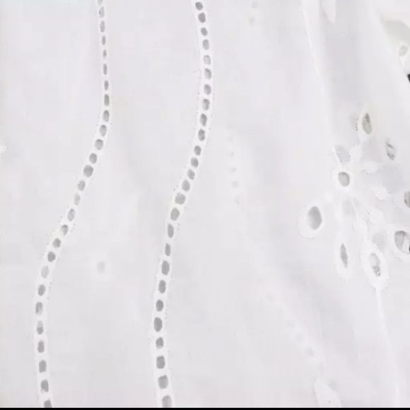 SOLD OUT White Boho Floral Eyelet Button Up Blouse - Picture 15 of 15